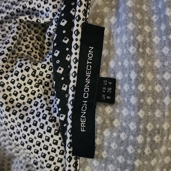 French Connection Quarter Sleeve Mini Dress Blue Grey Polka Dot Size 4 - Picture 2 of 5